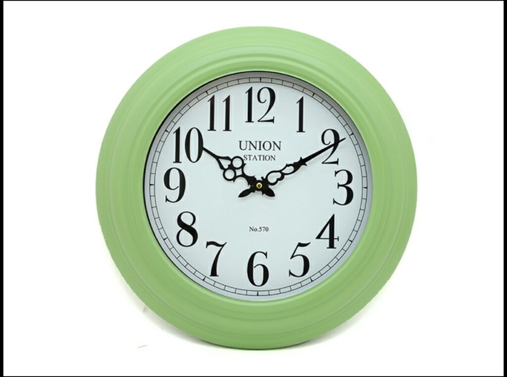 שעון עגול ירוק מנטה
